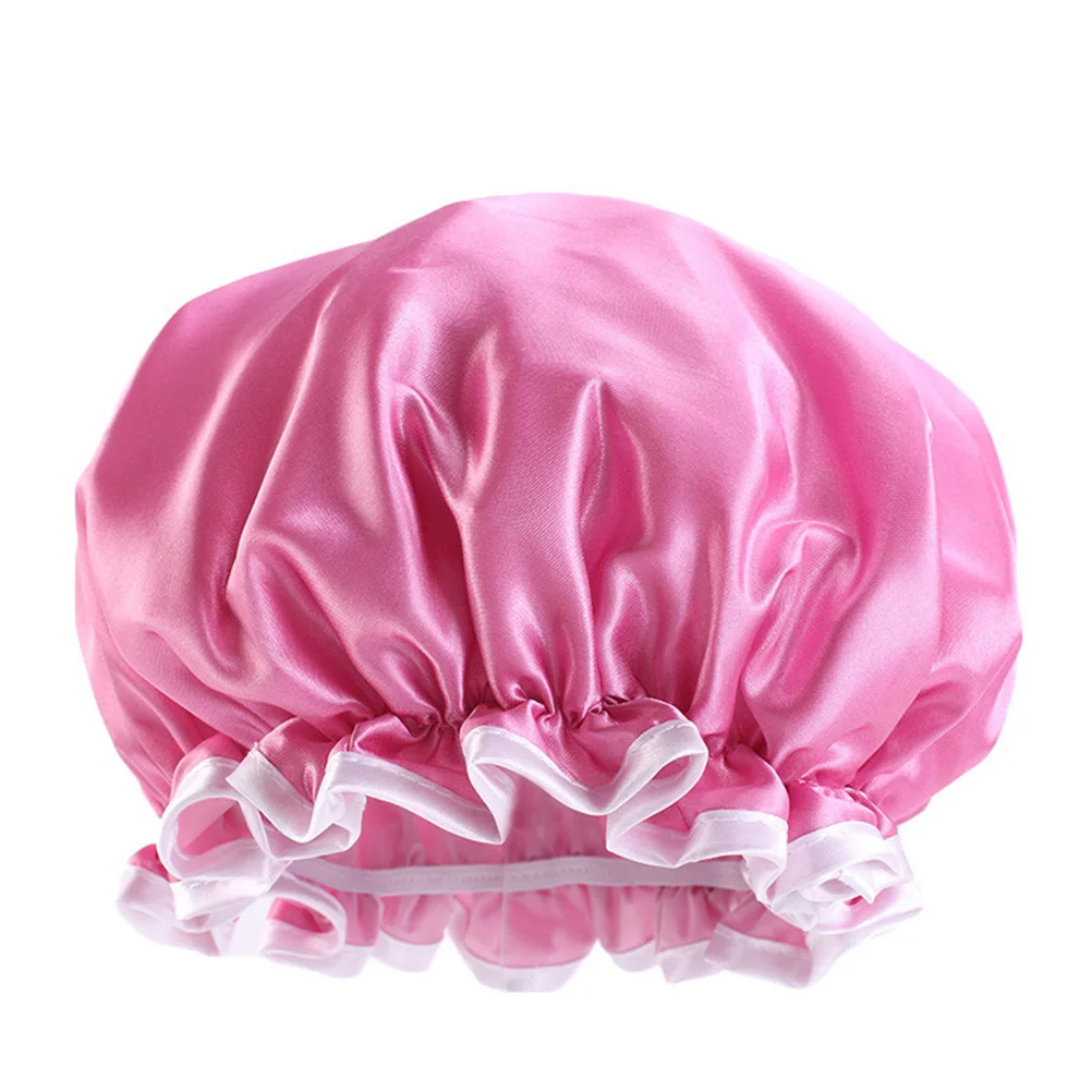 

4Pcs Bathing Caps Waterproof Shower Cap Double Layer Soft Lightweight Foldable for Hair Washing Face Cleaning Makeup Barber Shop