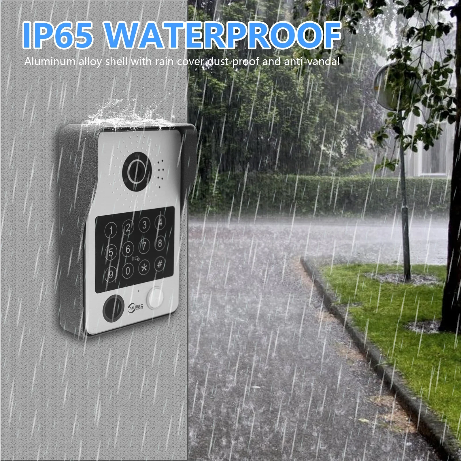 Anjielo Tuya 7/10 Inch Password Fingerprint Card Video Intercom Doorphone Touch Screen with Wired Doorbell 1080P 148° interfone