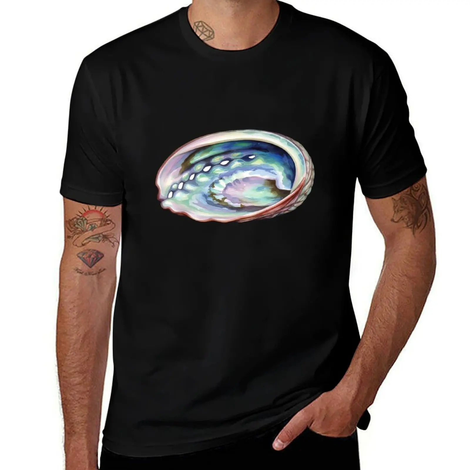 

Abalone watercolour painting T-Shirt quick drying customs plus size clothes vintage black t-shirts for men