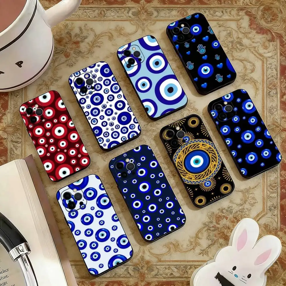 B-Blue E-Eyes  Phone Case For iPhone 17,16,15,14,13,12,11 Plus,Pro Max,XS,Soft Silicone Black Cover