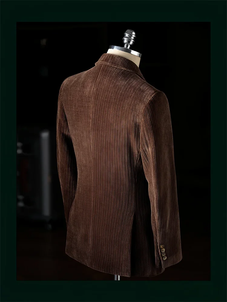 عالية الجودة الرجال سروال قصير سترة الشتاء الأعمال Prrty مزدوجة الصدر الرجعية عارضة السترة الفاخرة الأزياء مخصصة معطف الذكور