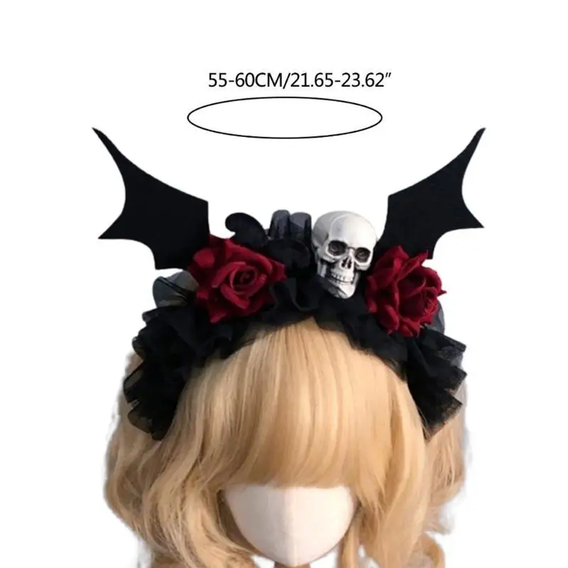 652F Halloweenowa opaska do włosów z welonem Ciemna Kwiatowa opaska na głowę Party Akcesoria Cosplay