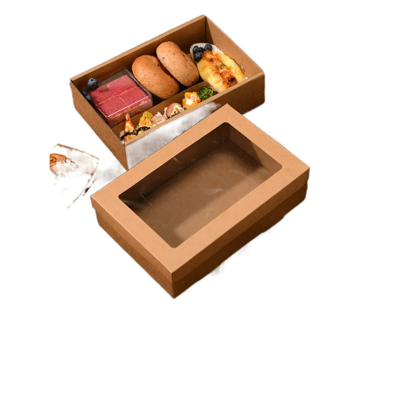 Customized Picnic Box Disposable Lunch Box Spring Outing Camping Popular Kraft Paper BBQ Snack Sushi Box