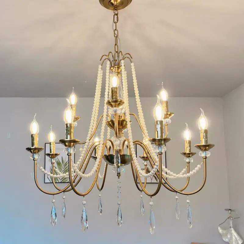 

Luxury LED Pearl pendant light for Kitchen dining room decor Crystal Chandelier lamp Living Room Villa Bedroom lighting fixtures