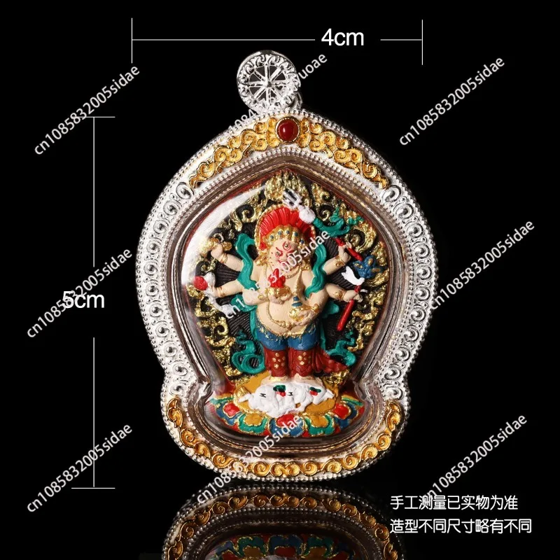 قلادة ثانغكا مرسومة يدويًا على الوجهين من الفضة الإسترليني قلادة زكي رمغاو صندوق إله الثروة Wuye