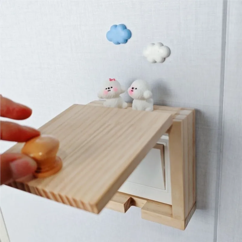 Solid Wood Switch Sticker Wall Sticker Protective Cover Socket Decor Panel Household Anti Electric Shock Cover Button CoverZG964
