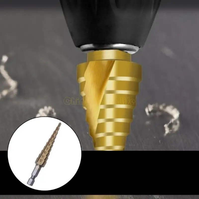 57QF HSS Bước được bao phủ Bộ 1/4 Shank 3-12mm Công cụ cắt công cụ