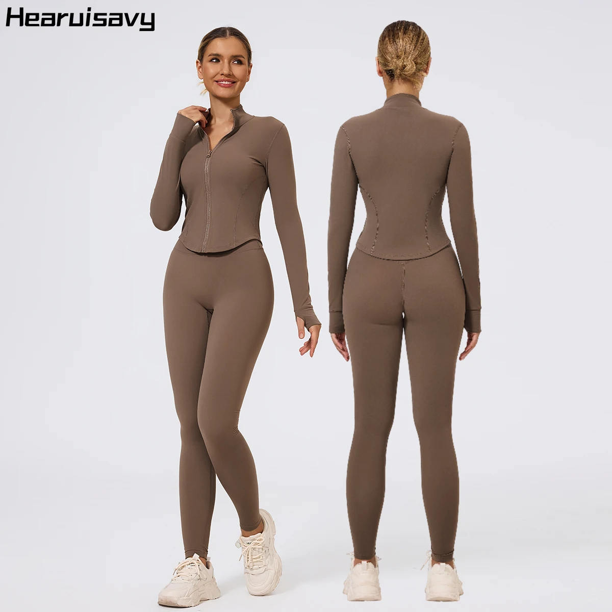 Hearuisavy 2Pcs Women's High Waist Sports Suit Gym Breathable Tight Yoga Pants Stretch Fitness Legging for Cycling Running