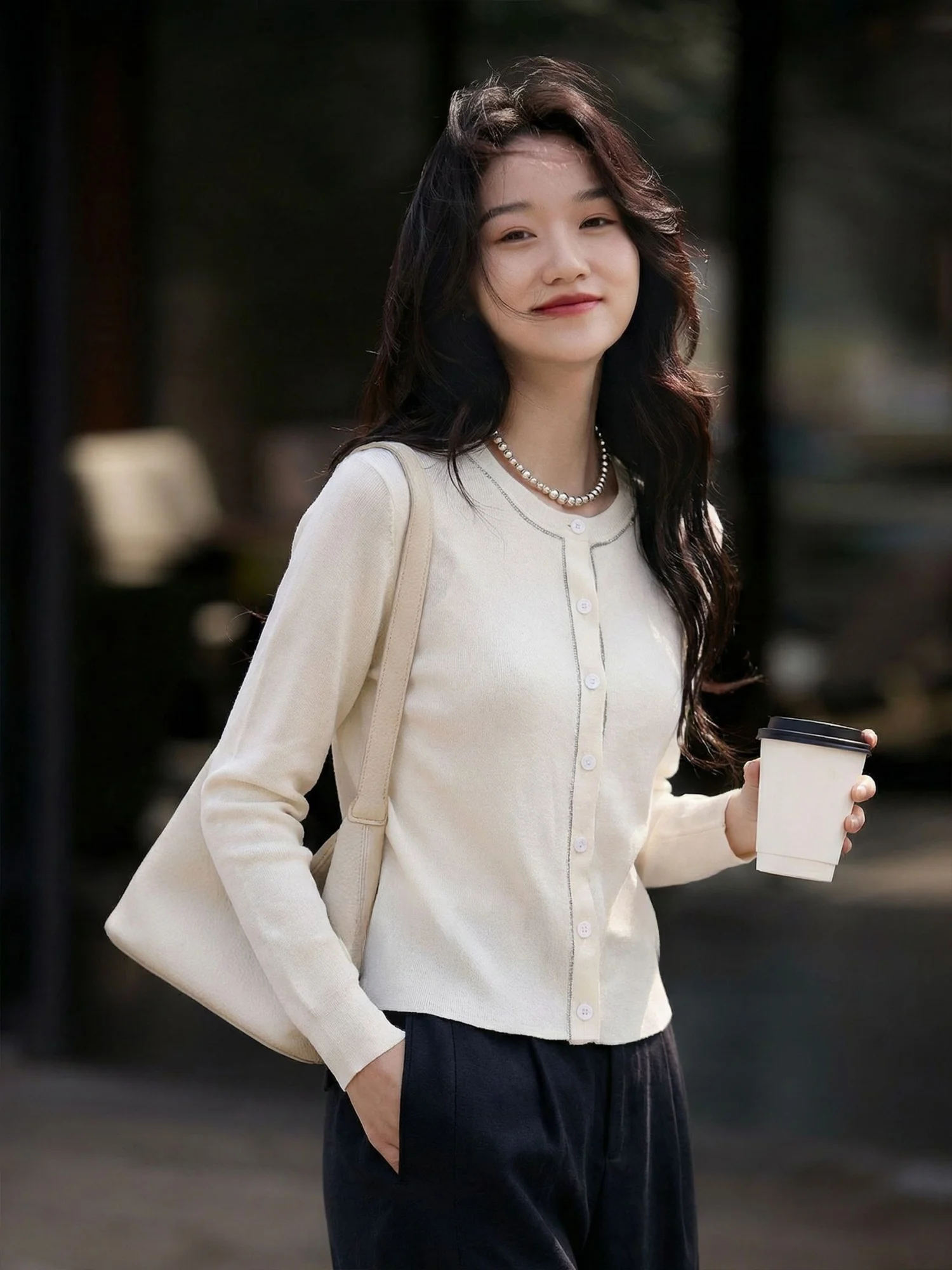 

Lush Casual Knitwear Woolen Open Cardigan Long Sleeve Loose Style Women's Spring Fashion Slimming Top Shirt by Chivirin