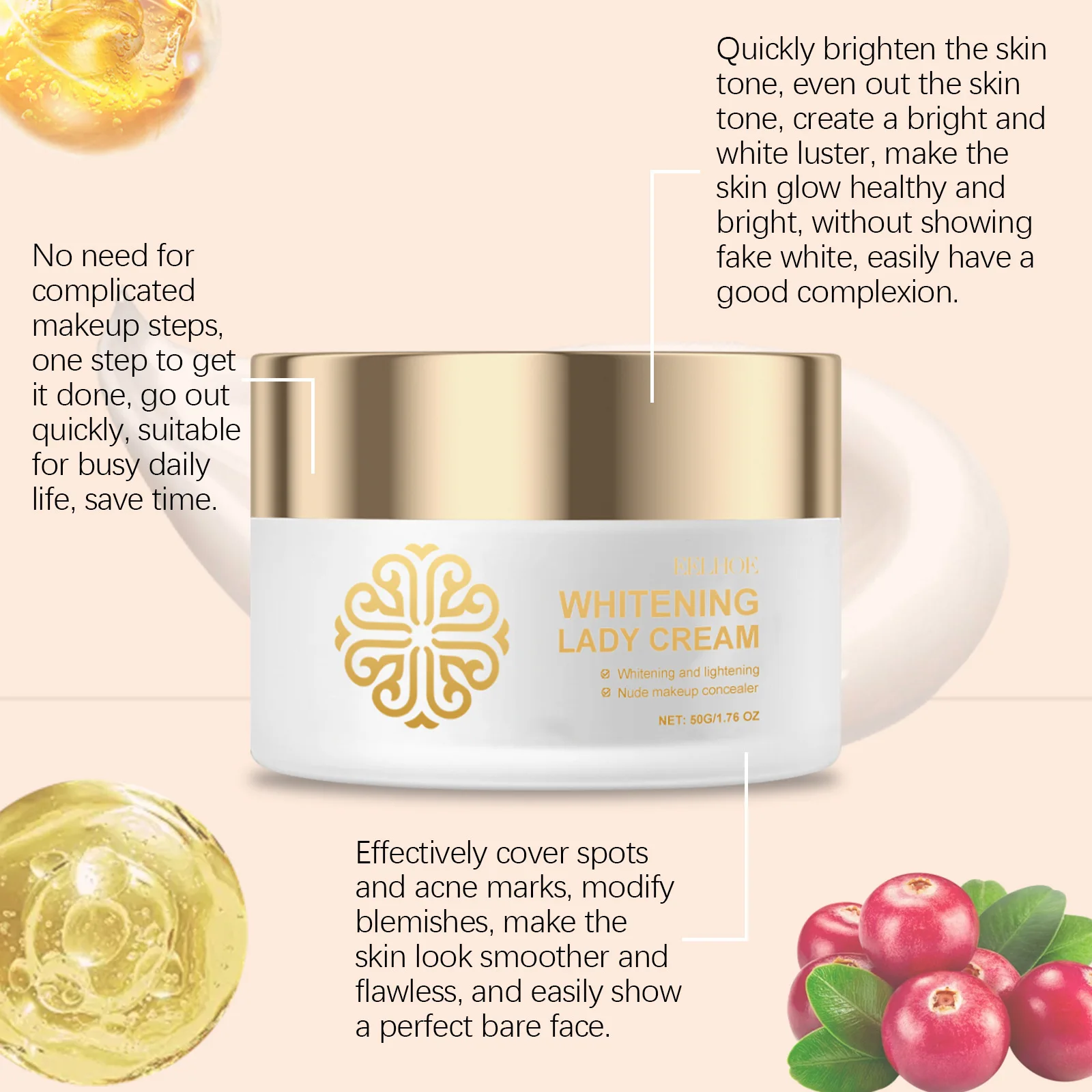 イールホー ビタミンE配合メイクアップクリーム 持続性のあるオイルコントロール くまを消す フルカバー コントゥア 明るく保つ 軽量ファンデーション