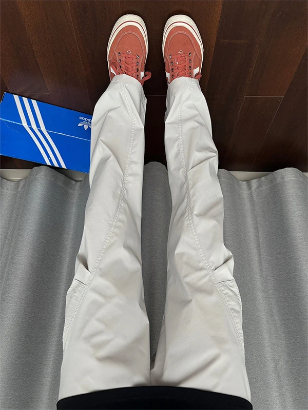 

Qui Dry Work Trousers Men's Summer Thin American Retro Pleated Paratrooper Loose Wide Leg Straight Leg Long Trousers