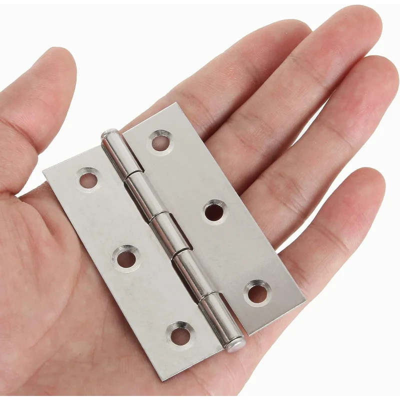 10Pcs Flat Stainless Steel Door Hinges Durable Cabinet Window Hinges Practical Hardware Accessories for Wooden Box Home Furnitur