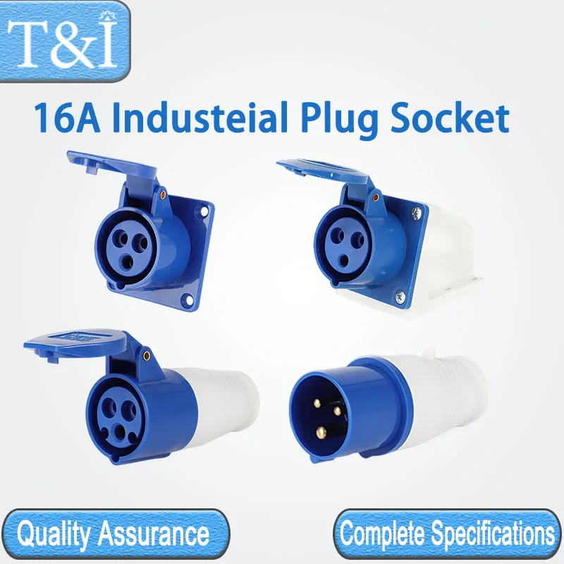 16A 3/4/5Pin IP44 Waterproof Dust-proof Durable Electronic Industry Panel Wall Mounted Socket Plug Coupler Connector