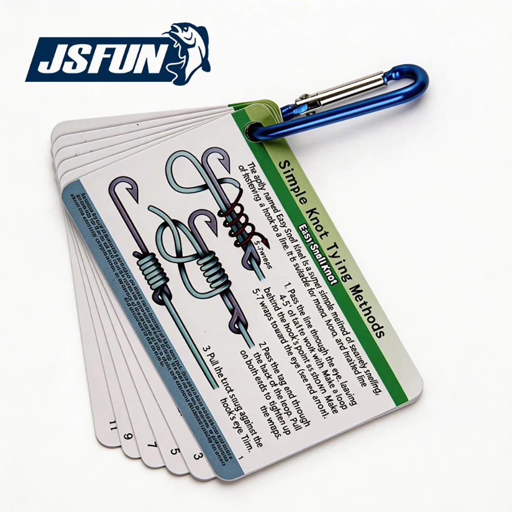 JSFUN Angelknoten-Verbindungskarten-Set mit Schlüsselanhänger-Clip, wasserdicht, tragbar, Angler-Referenz für Anfänger, Schritt-für-Schritt-Anleitung – Detail 1