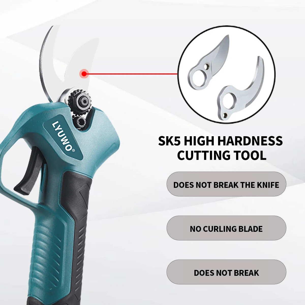 A set of 25mm SK5 alloy steel titanium diamond blades electric pruning shears cordless pruning shears sharp