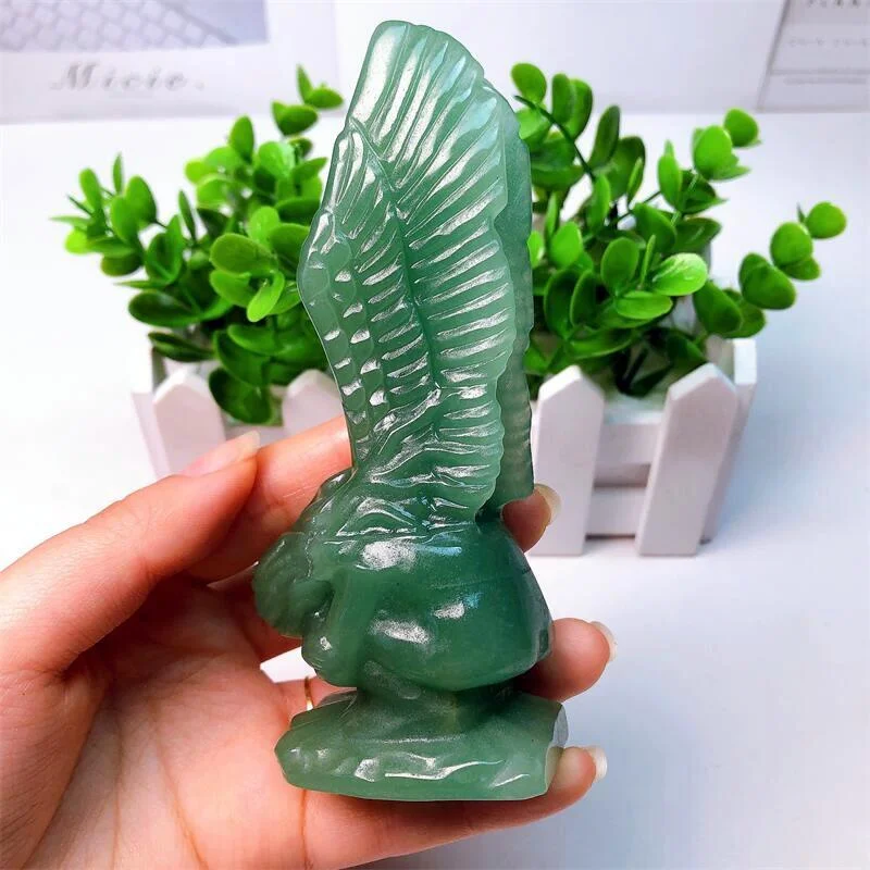 

Крыло Ангела из натурального зеленого авантюрина для девочки, поделки ручной работы, орнамент из целебного хрусталя, декор комнаты, 12 см