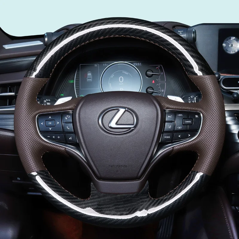 For Lexus NX200 ES300h Genuine Leather Hand-sewn RX270 ES240 Customized Non-slip Interior Braided Wire Car Steering Wheel Cover