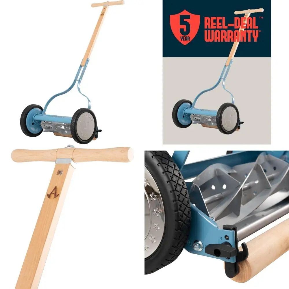 Manueller Vintage-16-Zoll-Rasenmäher mit 5 Klingen und klassischem Design für die traditionelle Gartenpflege