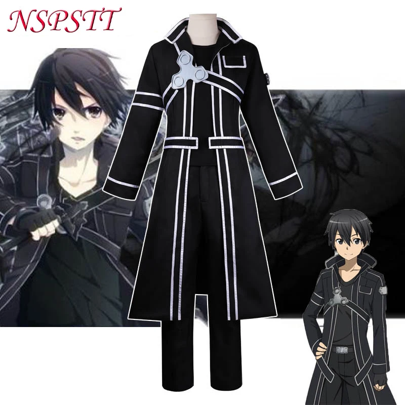 

NSPSTT Sword Art Online Kirigaya Kazuto Cosplay Costume SAO Kirito Full Outfit Anime Party Dress