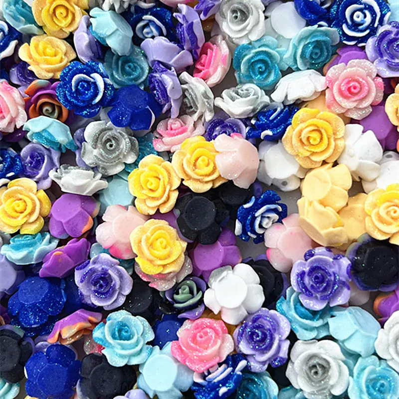 50 Pieces Of 15mm Resin Flowers Luminous Flowers Decorative Crafts Flat Back Cabochon Scrapbook DIY Accessories