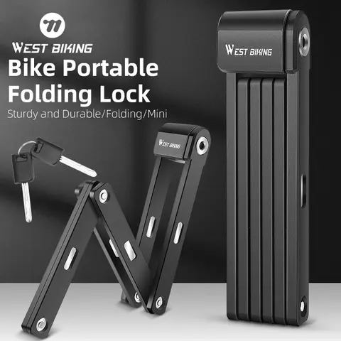 WEST BIKING Anti-Theft Bicycle Folding Lock Portable Motorcycle Electric Scooter Safety Lock High Security Waterproof Bike Lock