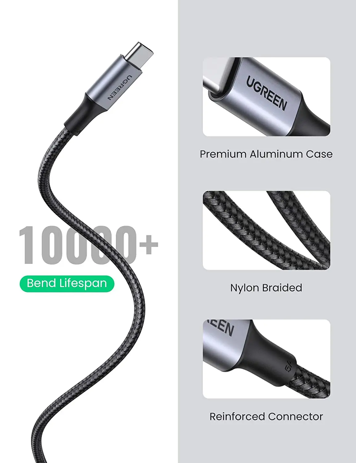 UGREEN Кабель USB C — USB C, кабель для зарядного устройства PD 100 Вт USB C для iPhone 15