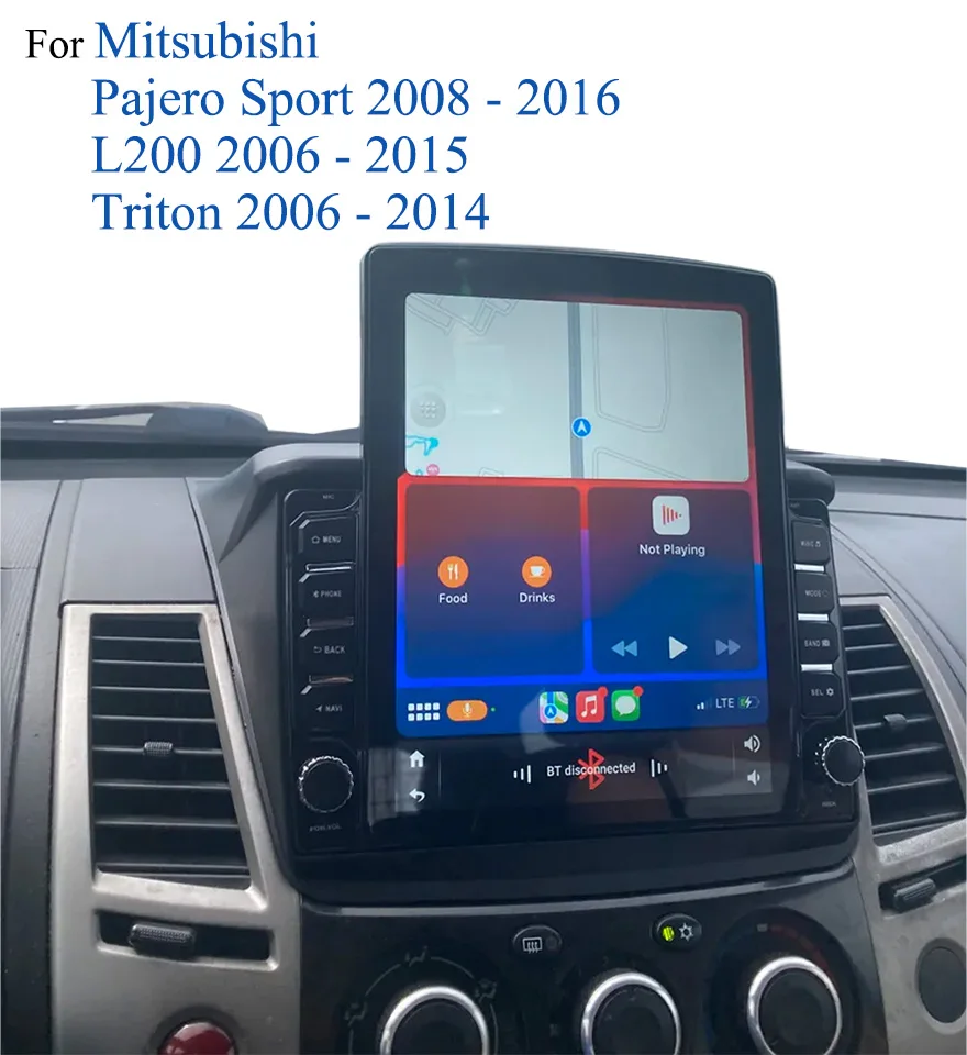 Carplay Android Auto 9.7‘’ Vertical Car Radio Audio Stereo DVD Cassette For Mitsubishi Pajero Sport L200 2006 - 2016 GPS Navi BT