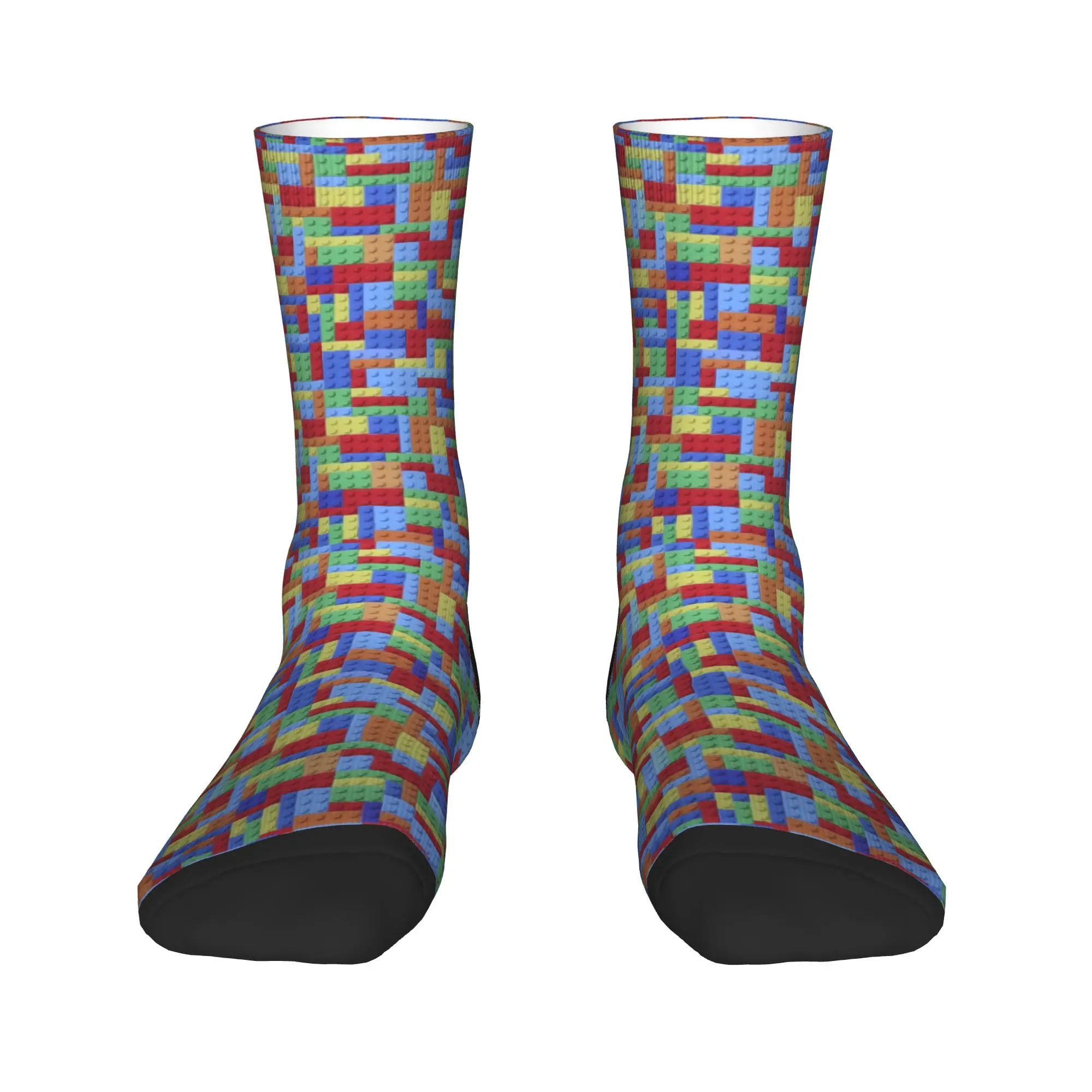 Pastel Building Blocks Pattern Socks  Graphic Stockings Non Slip Men Socks Soft Breathable Winter Funny Running Sports Socks
