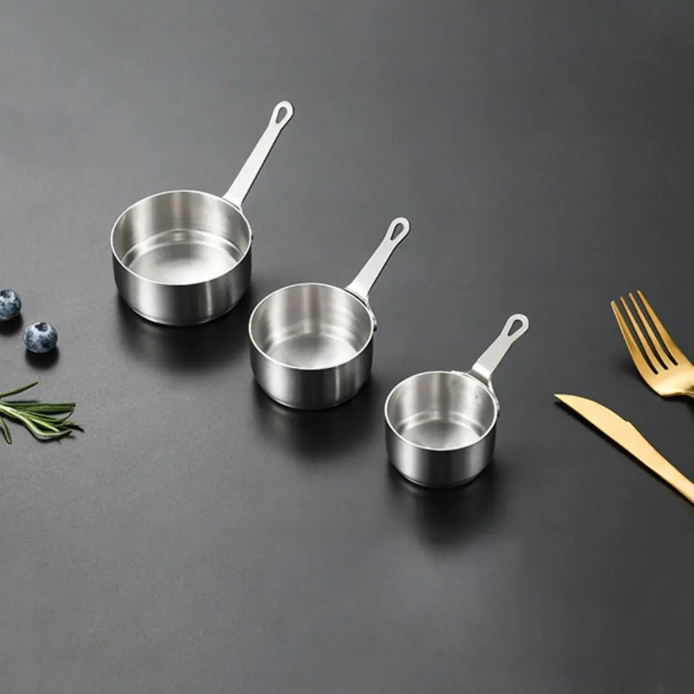 Measuring Cup Stainless Steel Sauce Cup with Handle 50/80/100ML Seasoning Bowl Non-rust Mini Sauce Pan Restaurant