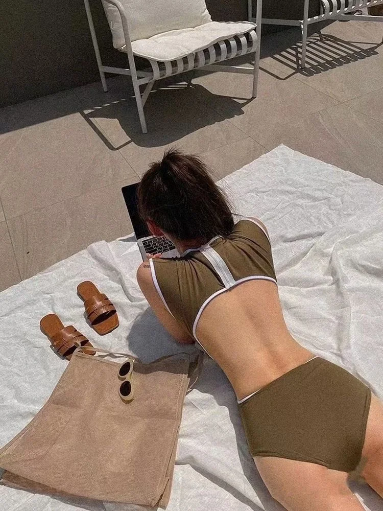 

Женский консервативный купальник с высокой талией в европейском/американском стиле, сексуальный купальник с открытой спиной для горячих девушек, бикини