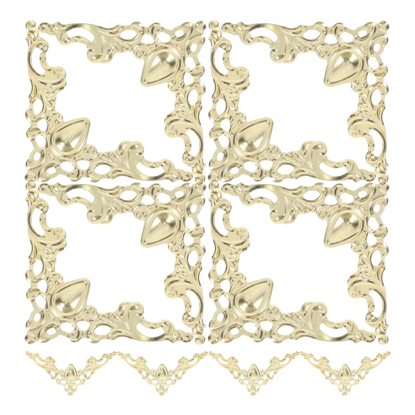 

12Pcs Iron Corner Protector Decorative Vintage Book Photo Frame Furniture Edge Guards Scrapbook Album Menu Jewelry Box Cover