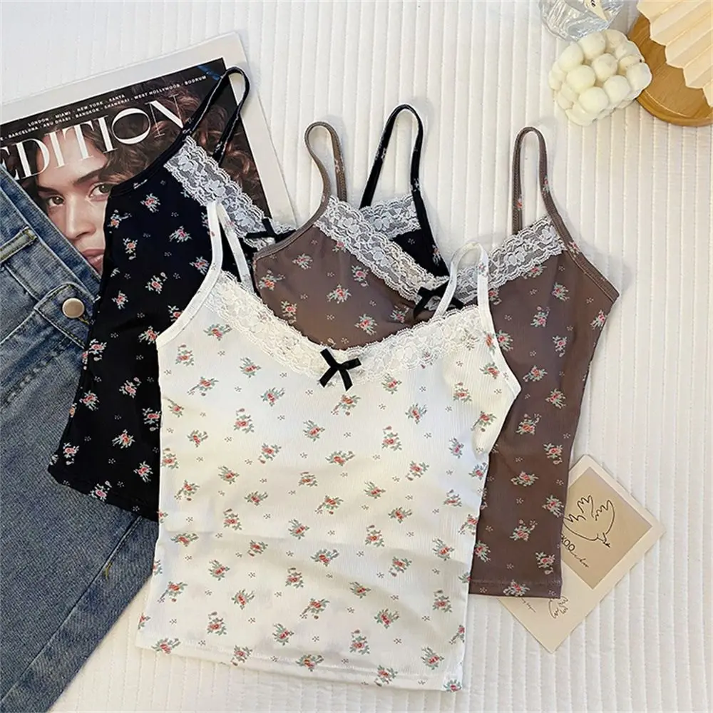 Sweet Sleeveless Suspender Vest Underwear With Padded Cups Camisole Slim Vest Corset Sports Activities