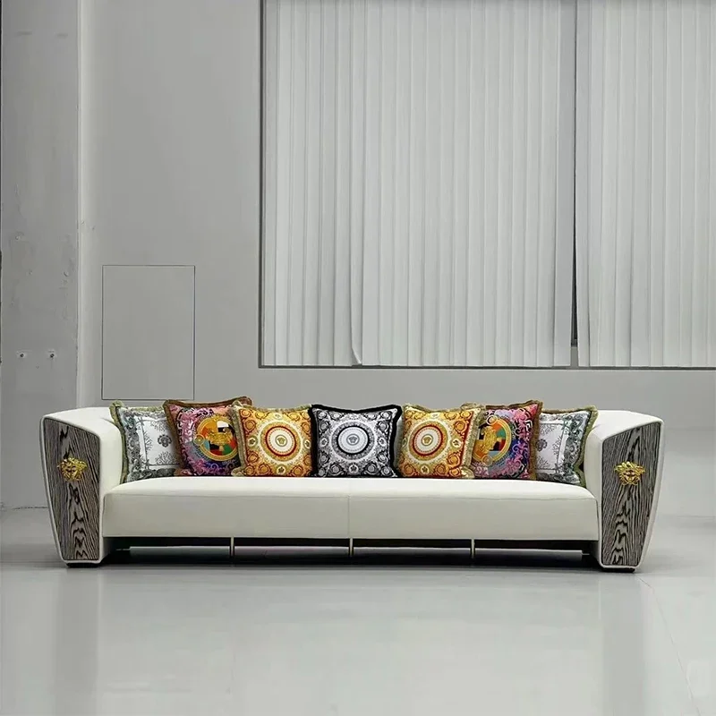 

z Italian Fashion Brand Luxury Living Room Furniture Modern Design Varsace White Leather Sofa