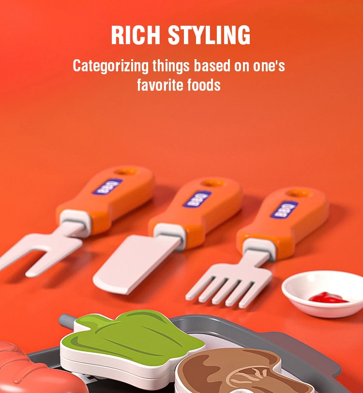 รถเข็นบาร์บีคิวของเล่น ชุดทำอาหารจำลอง รถเข็นปิ้งย่าง ของเล่นครัว อาหารจิ๋วจำลอง เกมตั้งแคมป์กลางแจ้ง ของขวัญคริสต์มาสสำหรับเด็กผู้หญิง