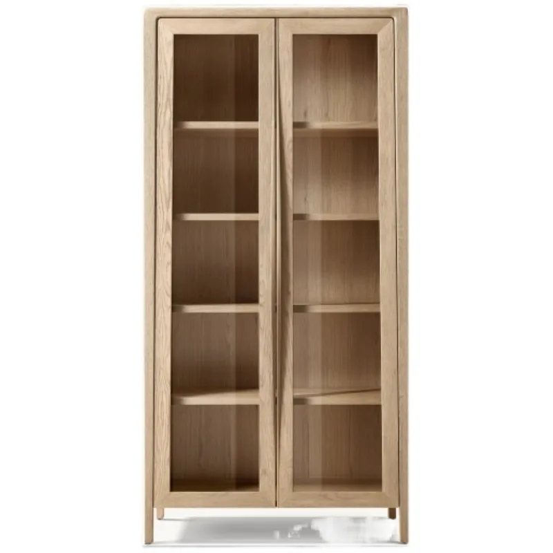 

American solid wood high-end luxury villa indoor tableware cabinet glass door design locker storage cabinet bookcase