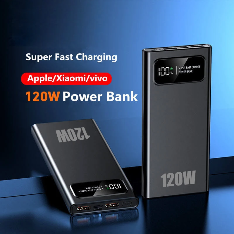 VIVO 200000mAh LED Digital Display Power Bank High Capacity 120W Super Fast Charging Portable External Battery For IPhone Hpt