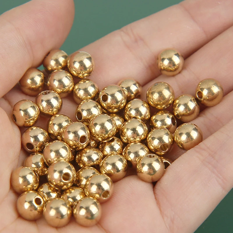 Solid Through-hole Brass Balls Round Brass Beads Round Ball Loose Beads for DIY Accessories 20~360pcs OD: 2~16mm ID: 1~2.5mm