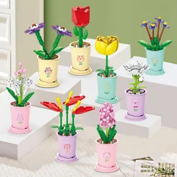 Flowers Mini Building Blocks Set Micro Block for Children Girl  6 8 9 Years 3D Model Bricks Educational Toys Games Child Bouquet