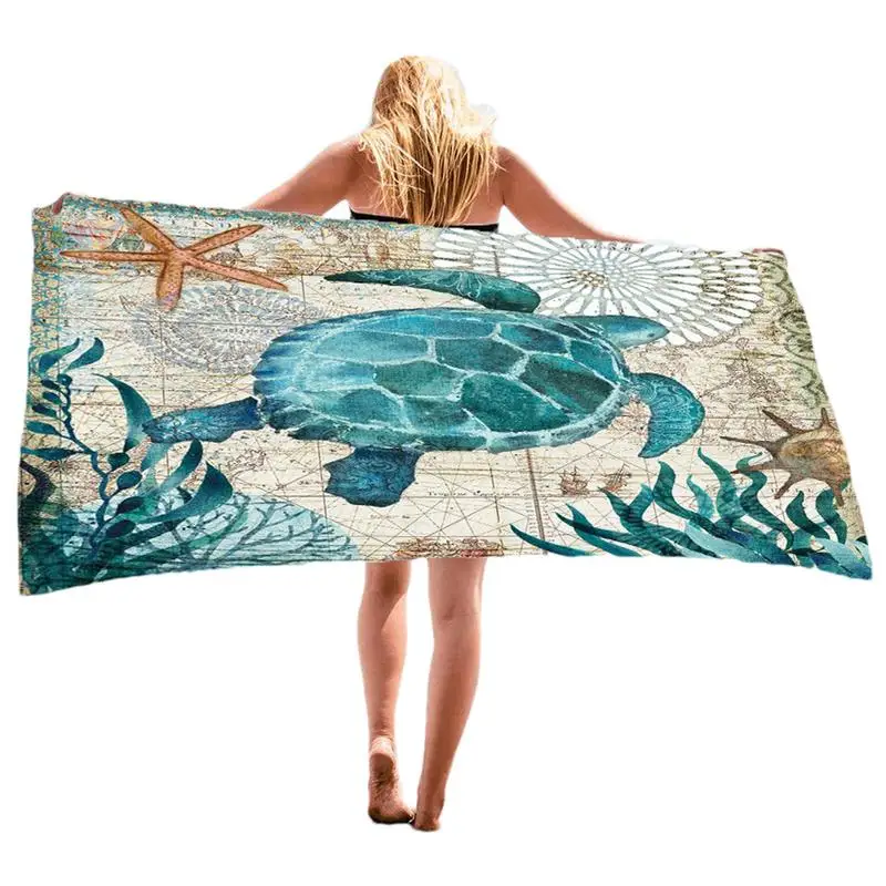 

Beach Towel Adult Microfiber Absorbent Towel For Pool Portable Soft Printed Bath Wrap For Surfing Swimming