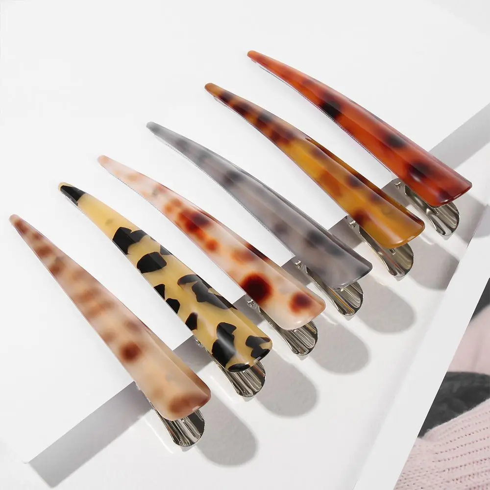 Large Tortoise Shell Hair Clips 5.5 inch Simple Automatic Hair Clip, Durable Non-Slip Duckbill Metal Clips Thick and Thin Hair