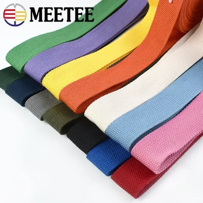 4Meters 1.3mm Thick Cotton Webbing Tapes 20-50MM Backpacks Strap Band Garment Ribbons Belt DIY Sewing Decoration Accessories