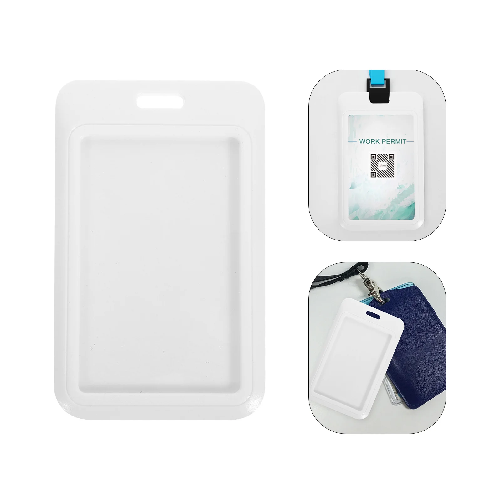 

8pcs Slide Lid Card Sleeve Id Badge Holder Vertical Name Tag Protector Clear Reusable Work Card Cover Office School Nurse Use