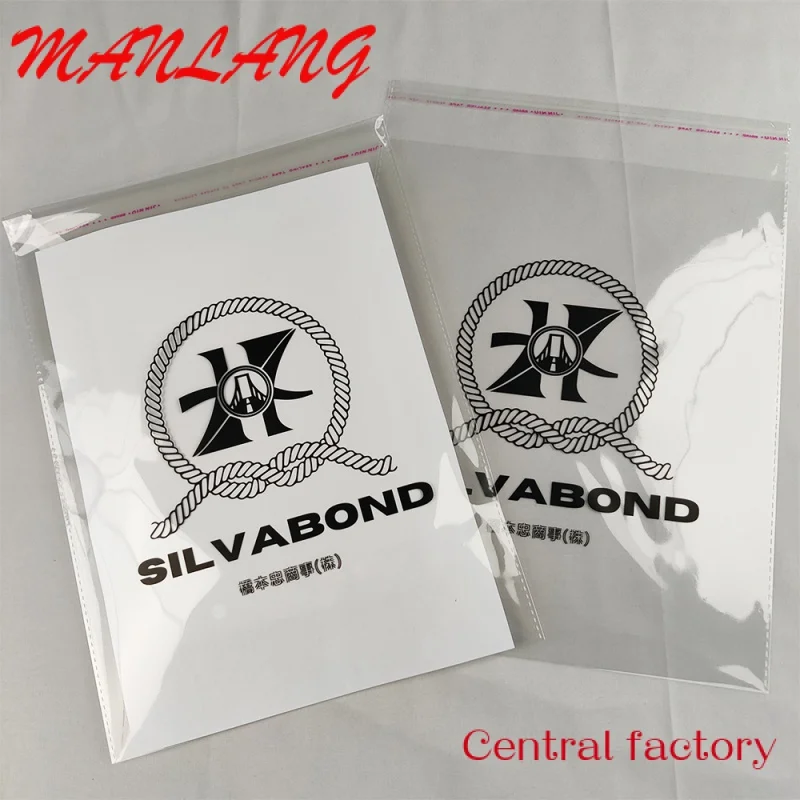 Custom  Factory Custom Logo Clothing Package Plastic OPP Bag, Self Adhesive Seal Cello Bag Resealable Transparent Cellophane Bag