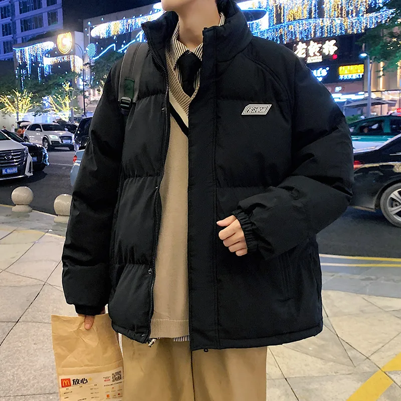 ฤดูหนาวฝ้ายเบาะบุรุษหลวมปักเป้าแจ็คเก็ต Parkas Casual หญิงหนา Warm Outwear