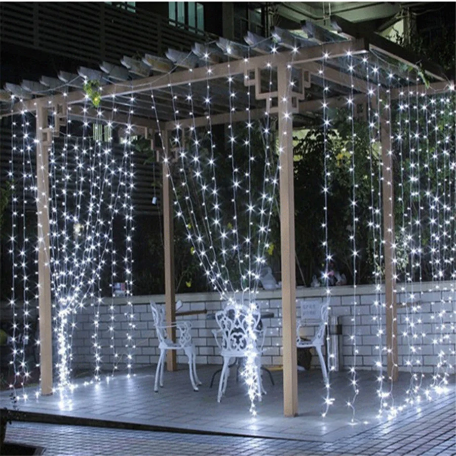 

3X3M 300 LED Christmas Twinkle Curtain Lights Outdoor Waterproof Garden Patio Party Wedding Icicle Fairy String Lights Garland