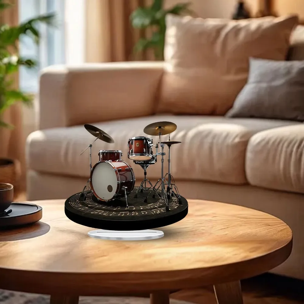 

Wear-resistant 2d Drum Stand Ornament With Base Unique Desktop Drum Stand Ornament Waterproof Acrylic Plaque Ornaments Christmas