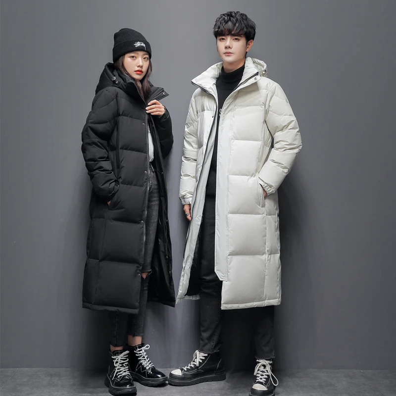 -20 °C Xuống Áo Khoác Nam Dài Áo Khoác Mùa Đông Ấm Nhẹ Trắng Vịt Xuống Áo Khoác Nam Dạo Phố Overcoats Nữ Quần Áo