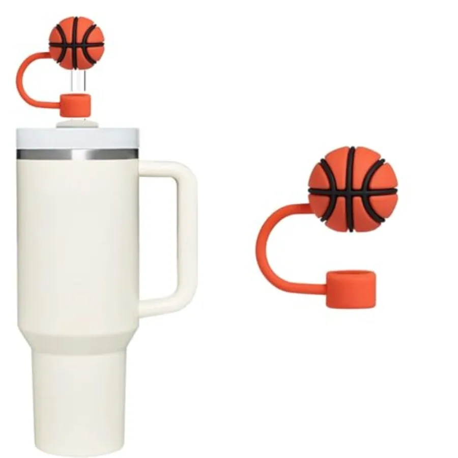 

Basketball Straw Cover for 4030 Oz Cup 10mm Silicone Straw Covers Cap for Cup Accessories Cute Topper for Tumblers Cap Stoppe