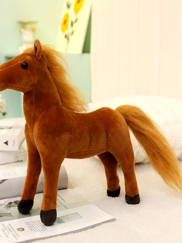 Reatic Plu Toy s Crossing the River Bla White Stallion Dolls Juguetes para niños Animales de peluche suaves