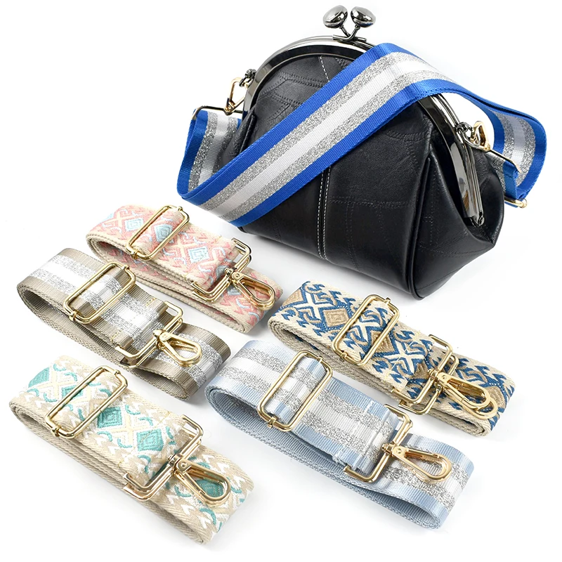 1P Deepeel 5cm Wide Handbag Straps Embroidered Bag Strap Shoulder Band Crossbody Webbing Adjustable DIY Sewing Accessories